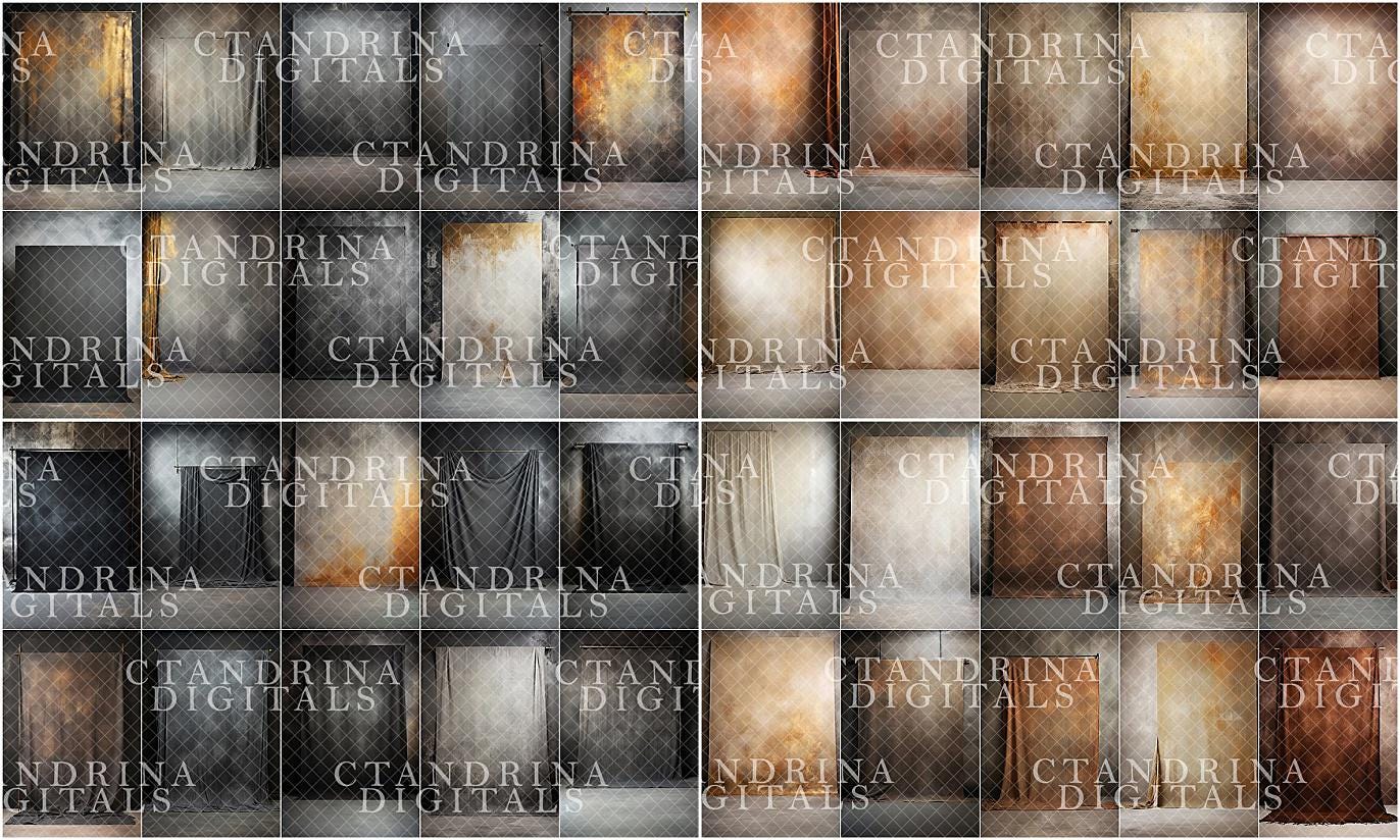 Mega Fine Art Hanging Canvas Digital Backdrop Collection, Studio Digital Background Bundle for Photoshop