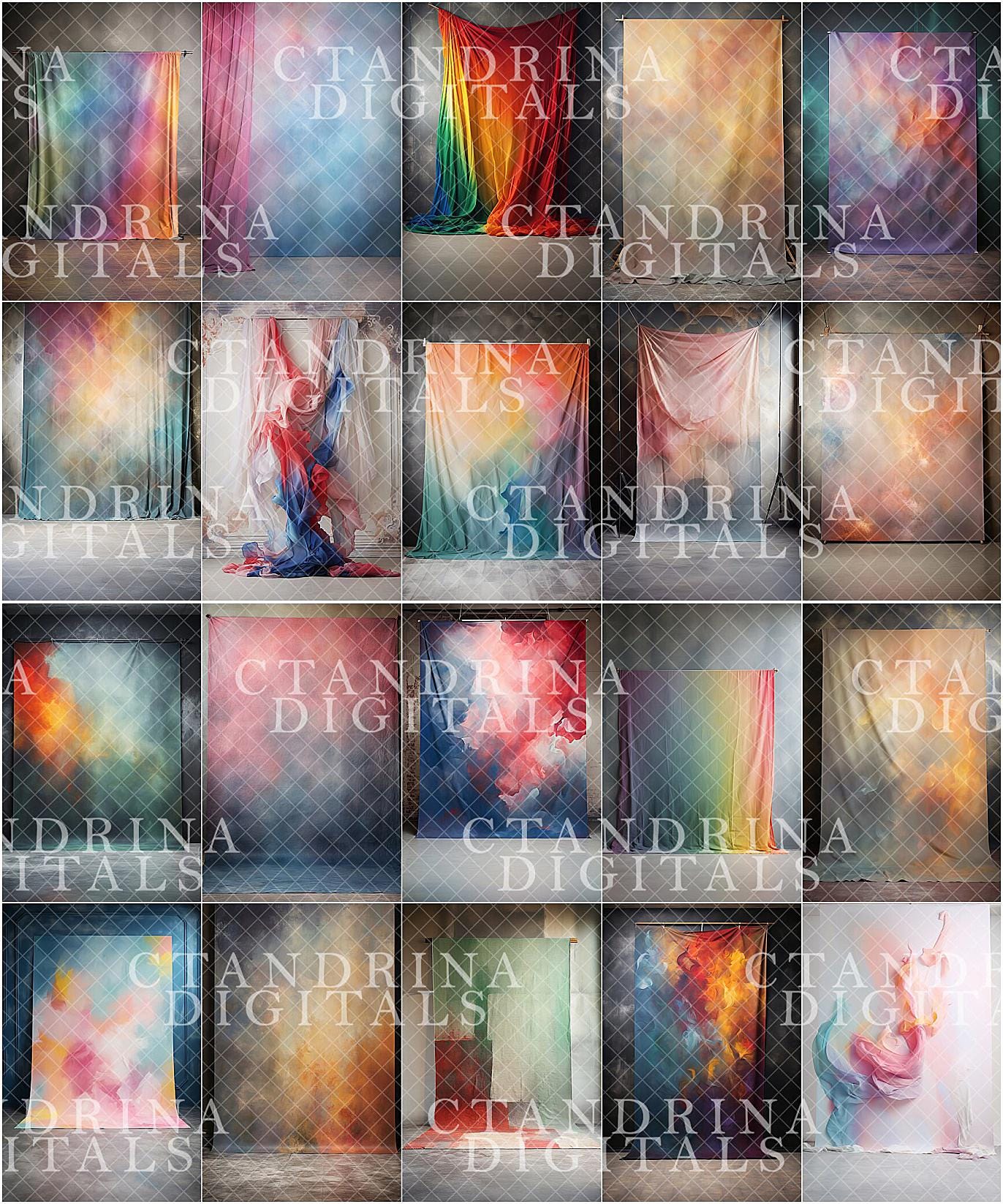 Mega Fine Art Hanging Canvas Digital Backdrop Collection, Studio Digital Background Bundle for Photoshop