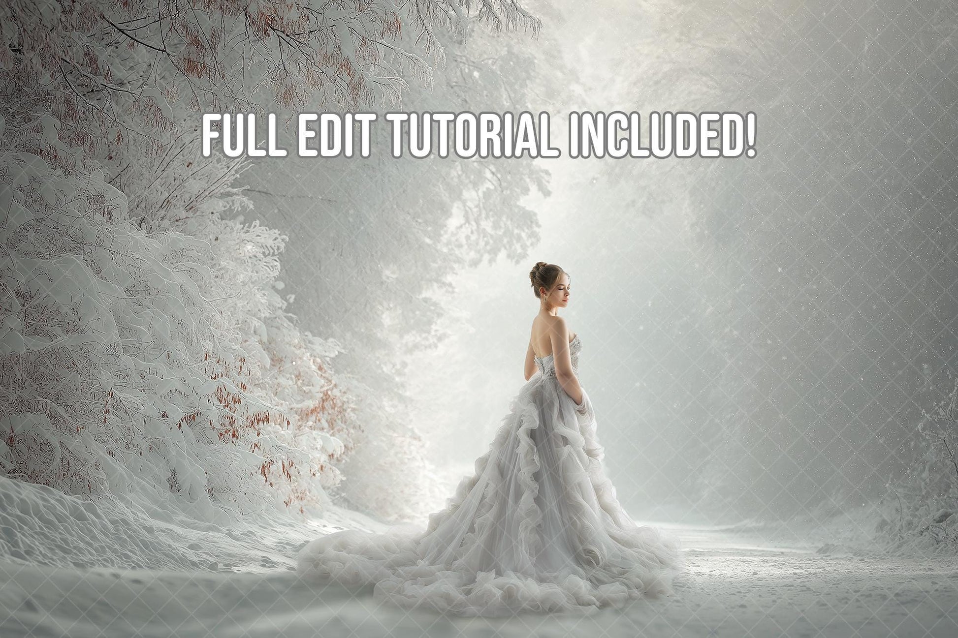 Winter White Digital Backdrops, Portrait Digital Backdrops for Photoshop, Christmas Backdrop Bundle (Tutorial Included)