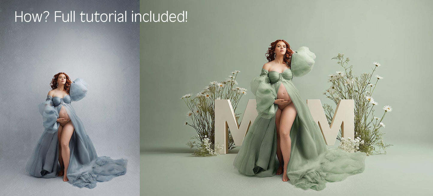 Mother's Day Marquee Digital Backdrops (Unlit), Maternity Digital Backdrops, MOM & Floral Sign Backgrounds for Photoshop, Tutorial Included