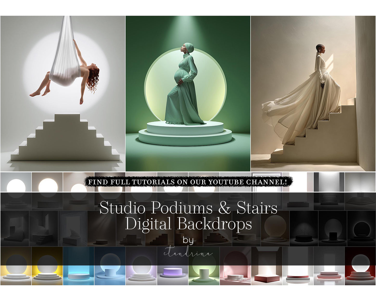 Podiums & Stairs Studio Digital Backdrops, Maternity Digital Backgrounds, Fine Art Digital Backdrops for Photo Composite (Digital Download)