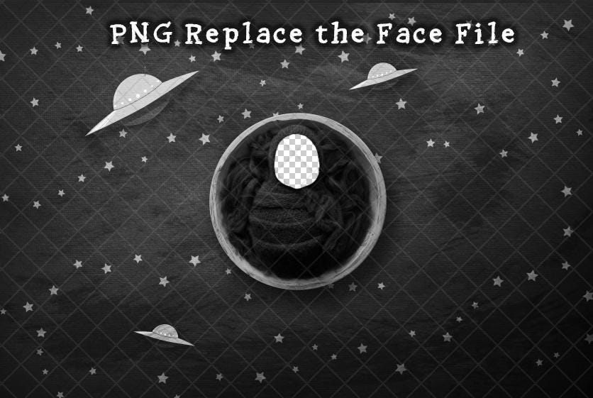 UFO PNG Newborn Digital Backdrop