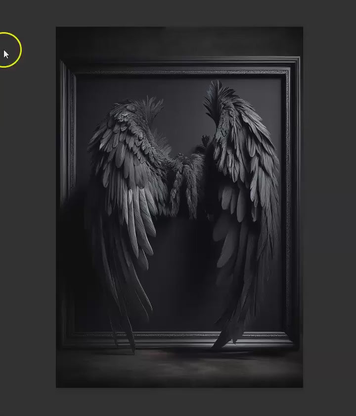 Dark and Moody Black Wing Abstract Digital Backdrops, Black Angel Wing Maternity Backdrops, Dark and Moody Angel Wing Backdrop Overlays