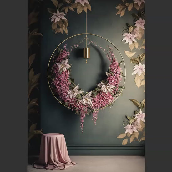 Pink Floral Ring Backdrops, Floral Hoop Backdrops, Maternity Digital Backdrops, Flower Ring Backdrops for Photoshop Composite