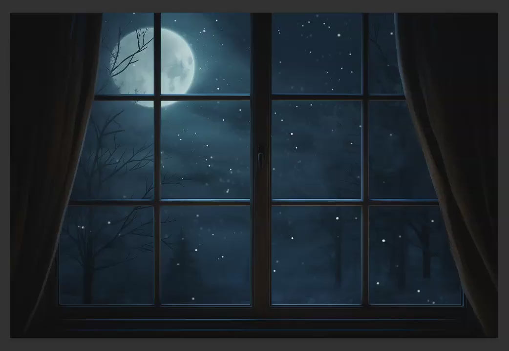 Nighttime Winter Window Digital Backdrops, Dreamy Window Digital Backgrounds, Christmas Digital Backdrops for Photoshop Composites - 4 Pack