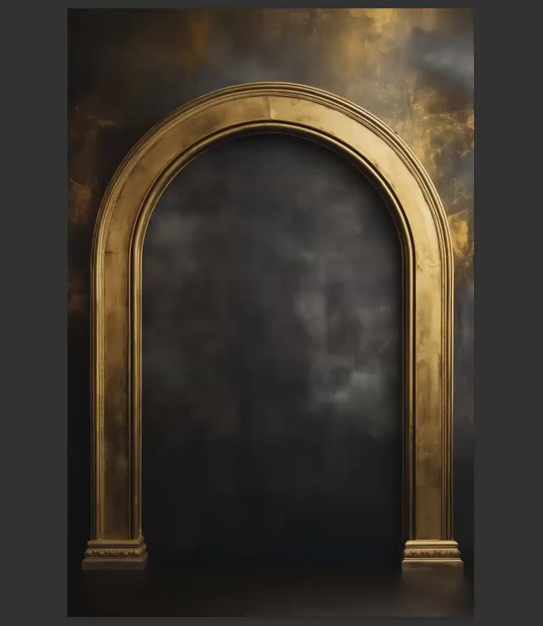 Black Arch Digital Backdrops, Wall Arch Backdrops, Black Wall Arch Backdrops, Black and Gold Arch Backgrounds, Maternity Backdrops