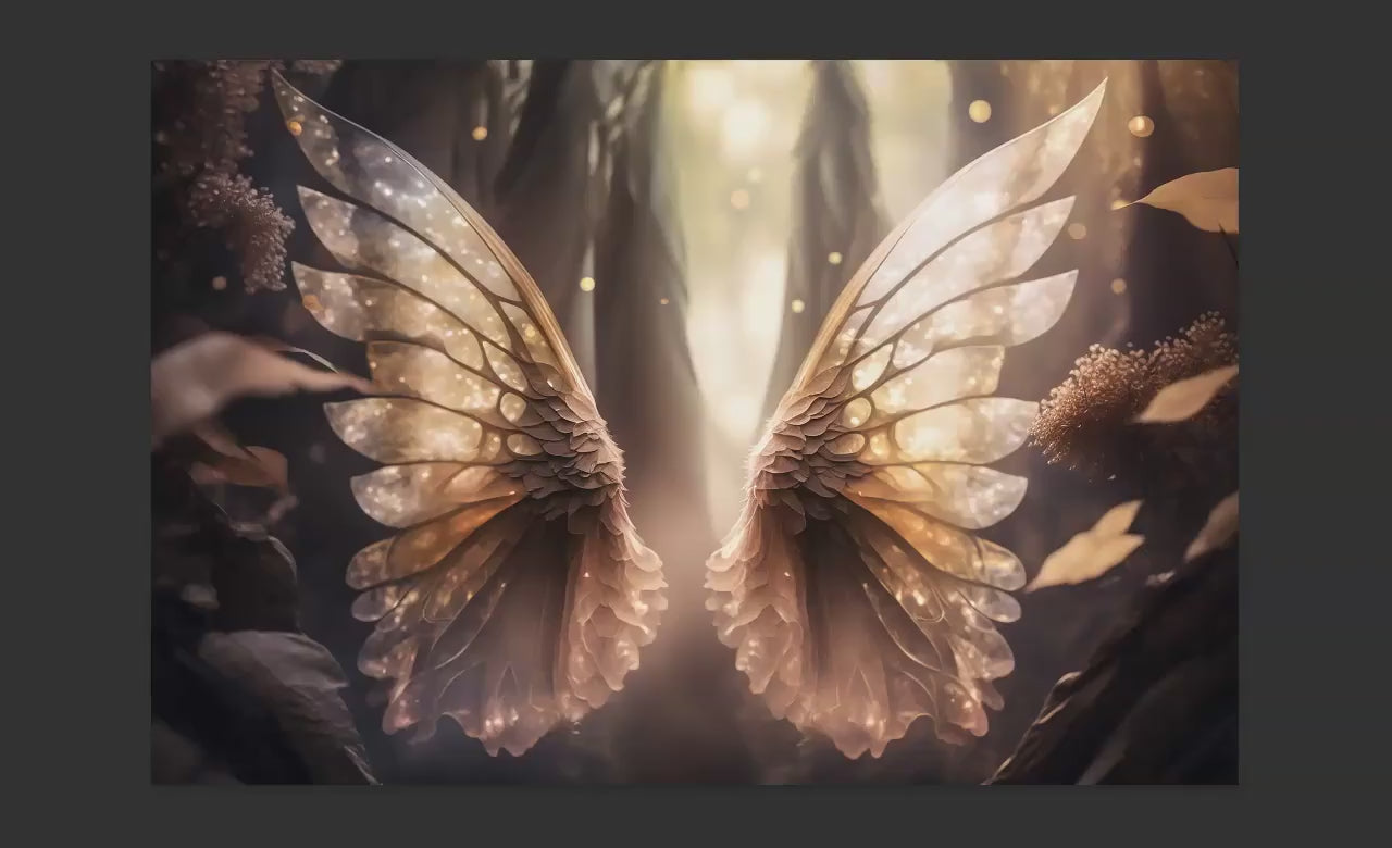 Magical Fairy Wing Digital Backdrops, Fairy Wings in the Forest Backdrops for Photoshop, Dreamy Digital Backdrops for Composite