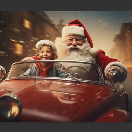 Cool Santa Claus Car Digital Backdrop, Cruising with Santa Digital Backdrop for Photoshop, Christmas Digital Backdrops, Boy Backdrops