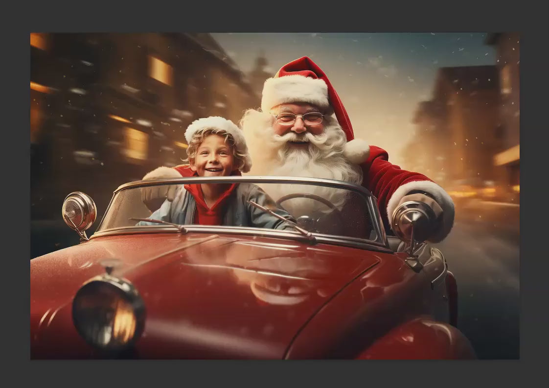 Cool Santa Claus Car Digital Backdrop, Cruising with Santa Digital Backdrop for Photoshop, Christmas Digital Backdrops, Boy Backdrops