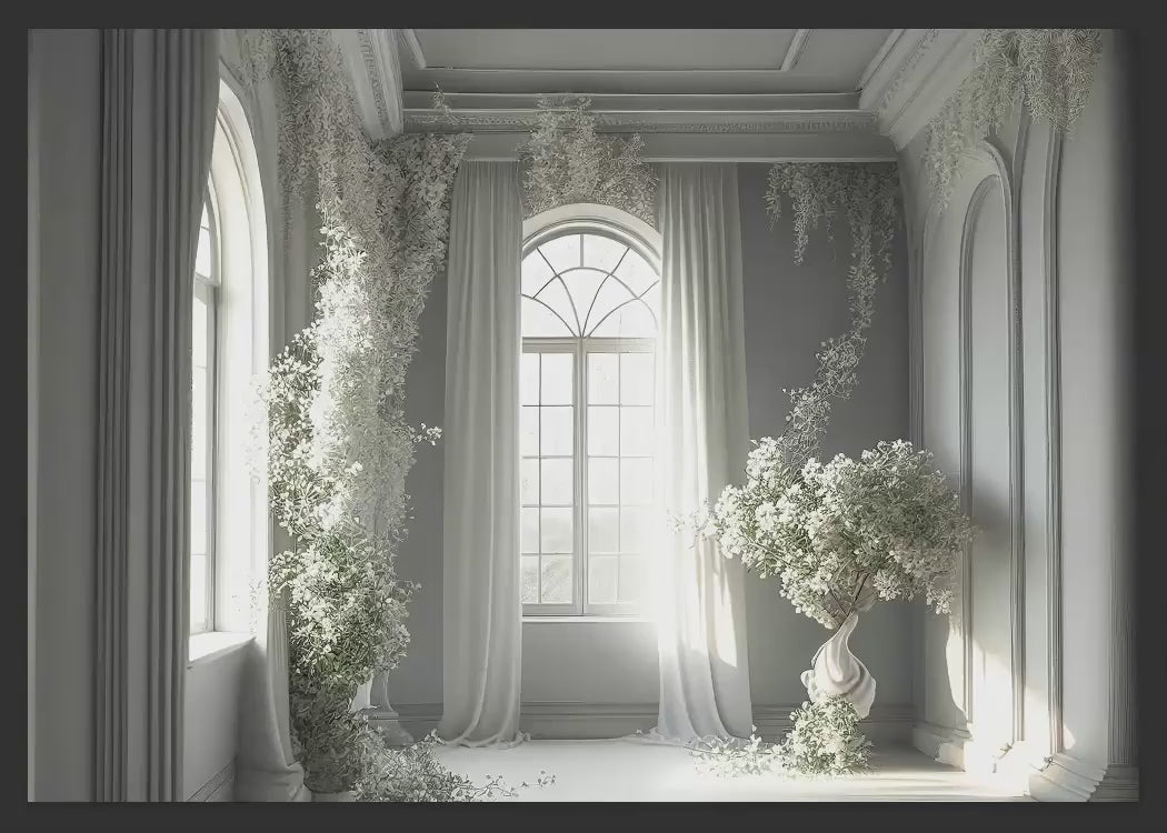 White Floral Vine Room Digital Backdrops, Beautiful Abstract Digital Backdrops for Photography Composites, Maternity Digital Backdrops