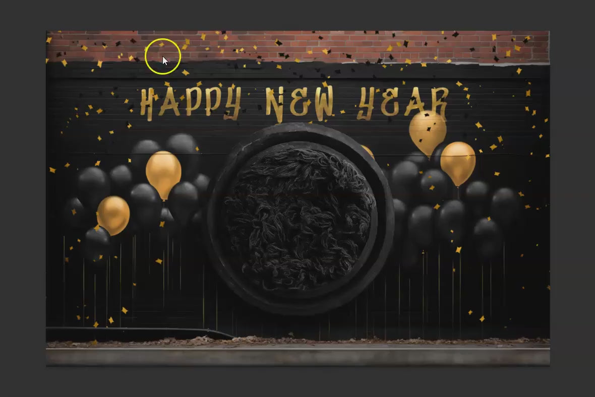 Happy New Year Graffiti Wall Newborn Digital Backdrop, Graffiti Painted Brick Wall Digital Background, New Year Celebration Digital Backdrop