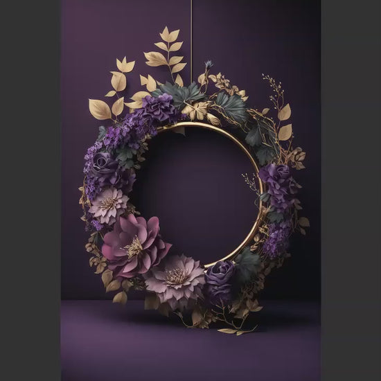 Purple Floral Ring Backdrops, Floral Hoop Backdrops, Maternity Digital Backdrops, Flower Ring Backdrops for Photoshop Composite