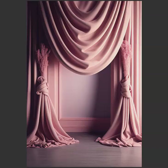 Pink and Purple Framed Curtain Digital Backdrop Overlays, Curtain Digital Backdrops, Maternity Digital Backdrops for Photoshop Composites