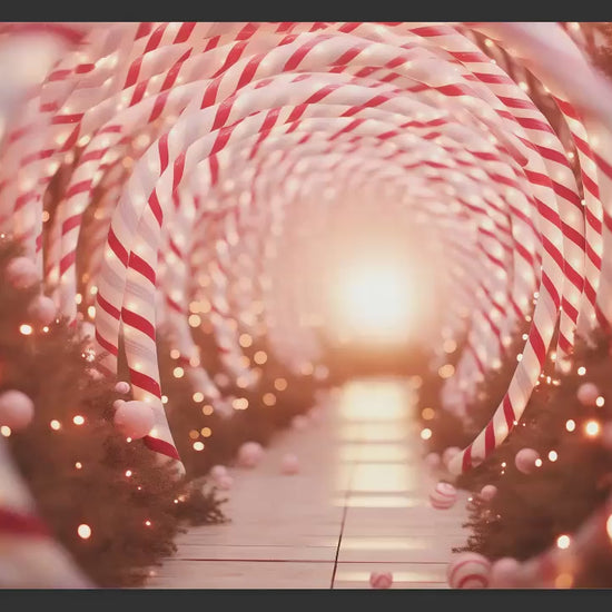 Candy Cane Tunnel Digital Backdrops, Christmas Digital Backdrop, Christmas Candy Digital Background for Photoshop Composites - 4 Pack