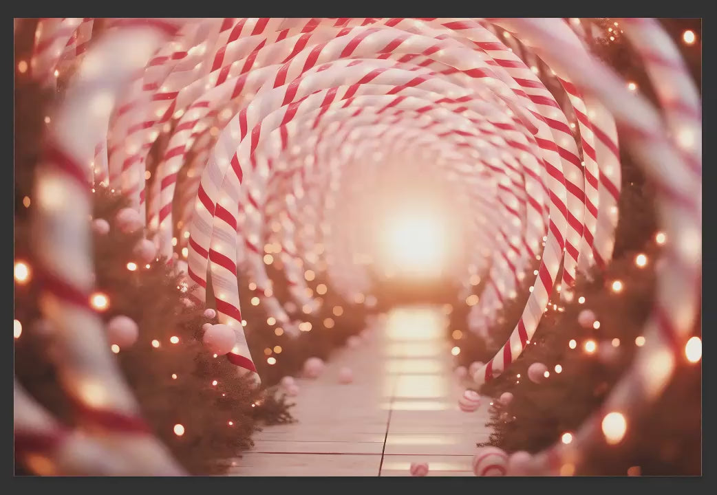 Candy Cane Tunnel Digital Backdrops, Christmas Digital Backdrop, Christmas Candy Digital Background for Photoshop Composites - 4 Pack