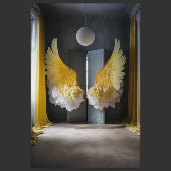 Yellow Wings Digital Backdrops, Yellow Angel Wing Luxury Maternity Digital Backdrops, Portrait Digital Backdrops for Photoshop Composite