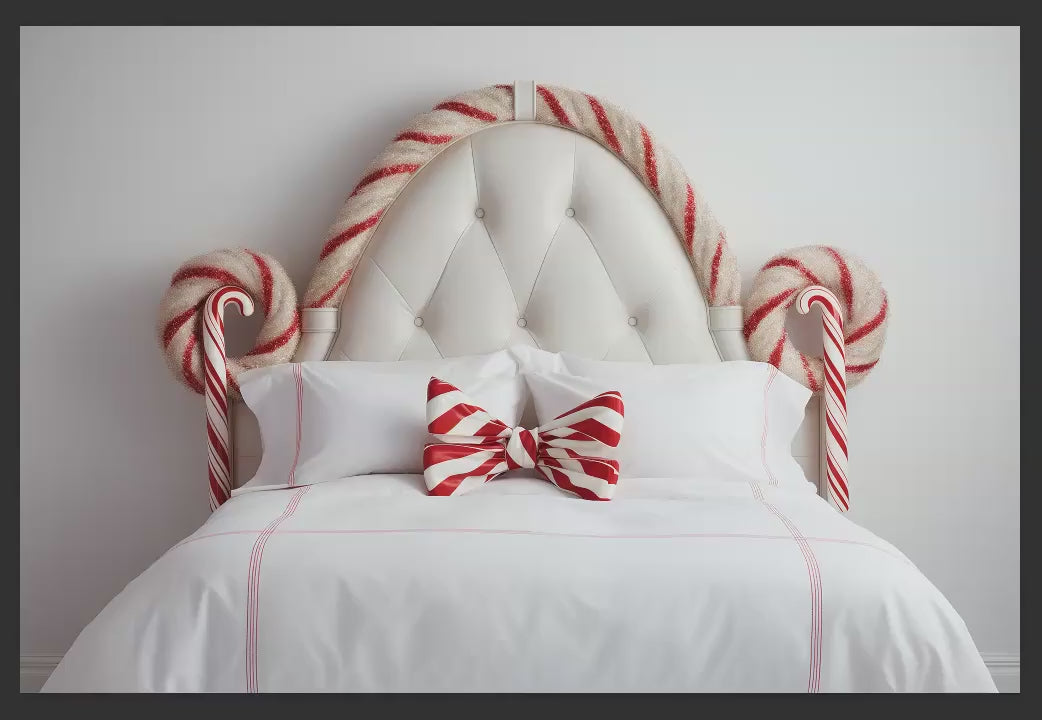 Candy Cane Bed Set Digital Backdrops, Candy Cane Headboard Backgrounds, Christmas Digital Backdrops for Photoshop Composite - Set of 4