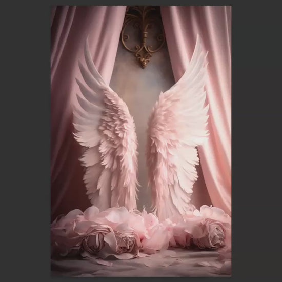 Pink Wings Digital Backdrops, Blush Angel Wing Luxury Maternity Digital Backdrops, Portrait Digital Backdrops for Photoshop Composite