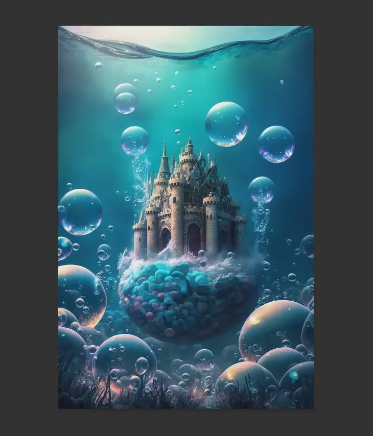 Magical Underwater Castle Digital Backdrops, Fantasy Digital Backdrops for Photoshop Composite, Mermaid Castle Backdrop, Under the Sea