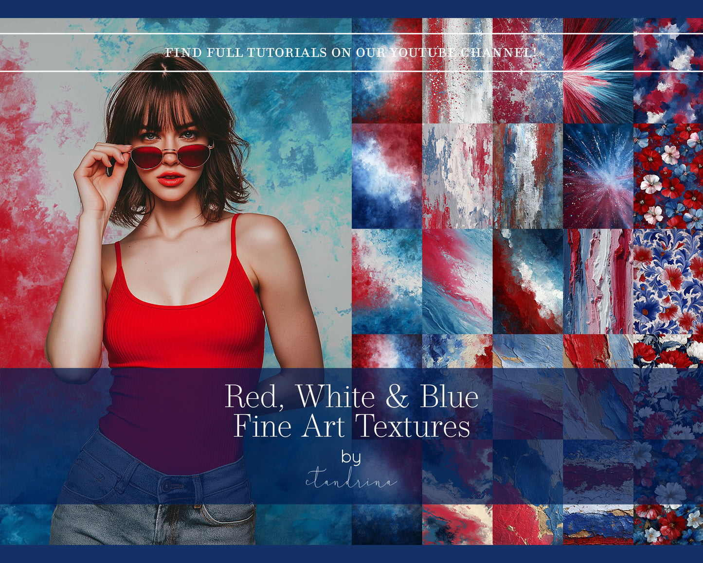 Red, White & Blue Fine Art Textures for Photoshop