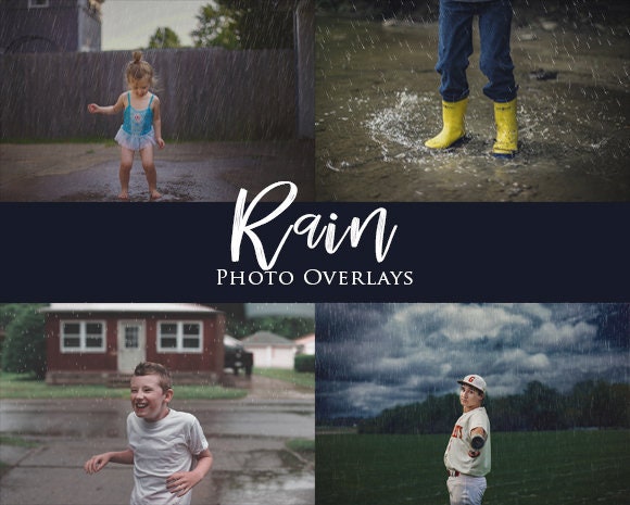 Rain Overlays, Realistic Rain, Raindrops, Rain Storm Overlays, Light Rain Overlays, Overlays for Photoshop by CTandRina - Set of 15