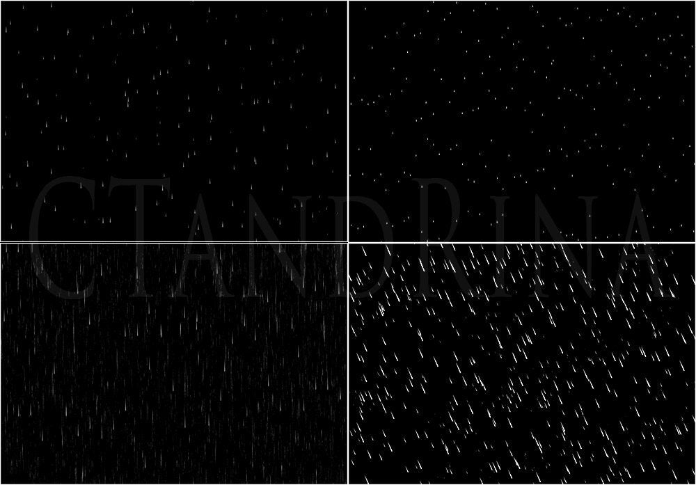 Rain Overlays, Realistic Rain, Raindrops, Rain Storm Overlays, Light Rain Overlays, Overlays for Photoshop by CTandRina - Set of 15