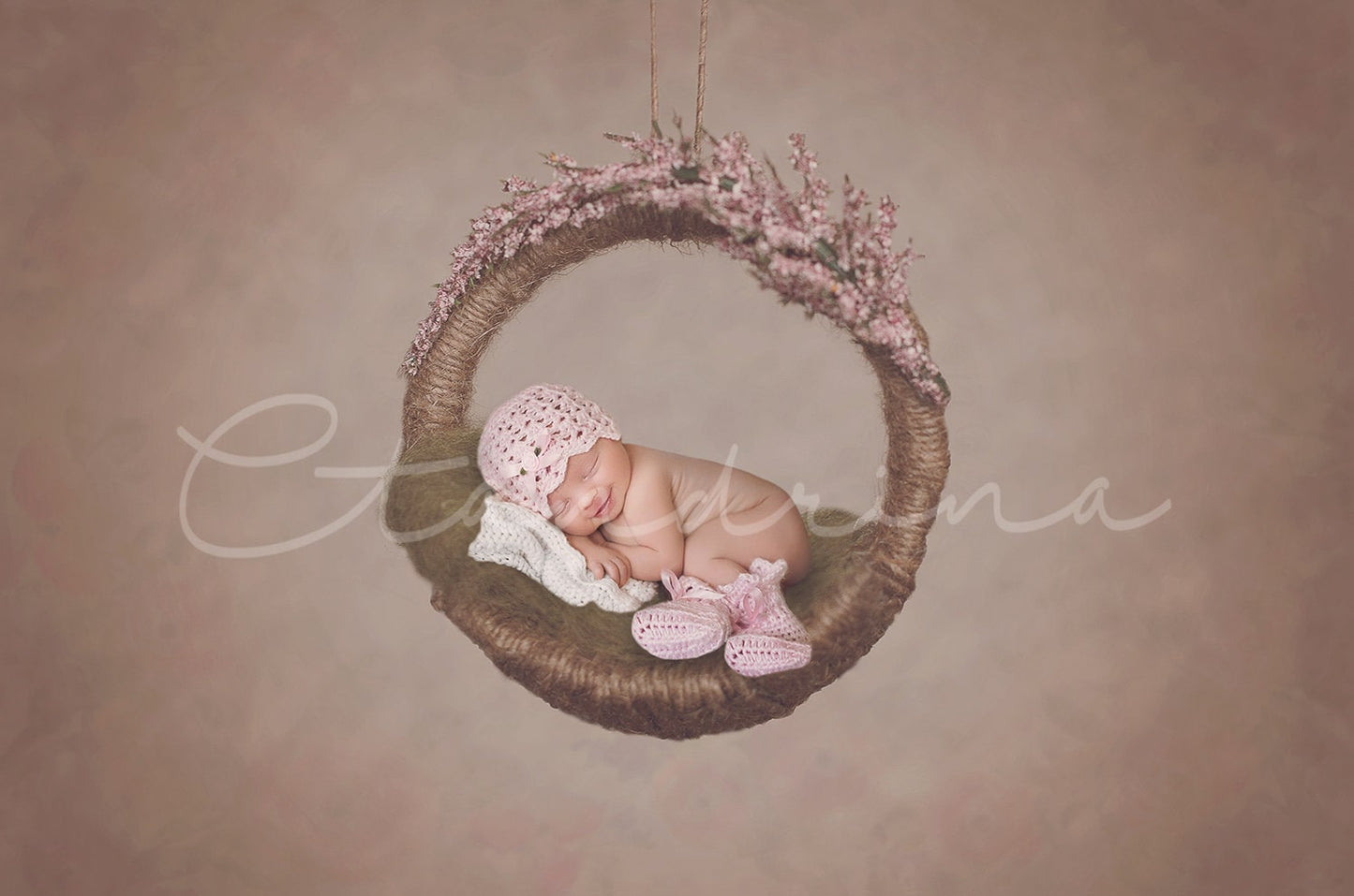 Vintage Floral Newborn Hanging Digital Backdrop, Newborn Digital Background, Baby Girl Backdrop, Newborn Digital Backdrops for Photoshop