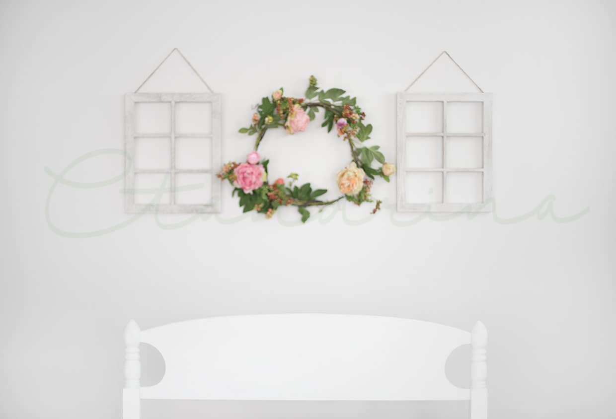 Spring Digital Backdrop, Studio Digital Background for Spring or Easter, White Floral Digital Backdrop, Pretty Background with Headboard