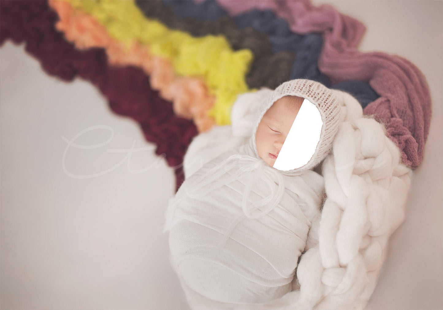 Rainbow Baby Digital Backdrop, Newborn Composite Digital, Newborn Rainbow Transparent Background, PNG Newborn Backdrop for Photoshop