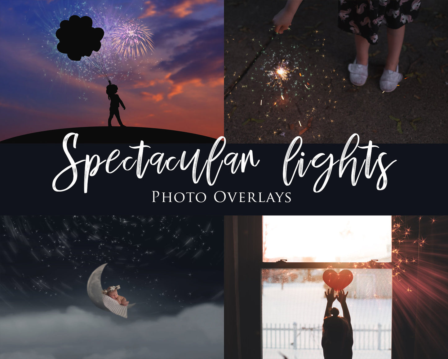 Starry Light Overlays, Firework Overlays, Sparkler Overlays, Spectacular Light Overlays for Multiple Uses in Photoshop - Set of 30