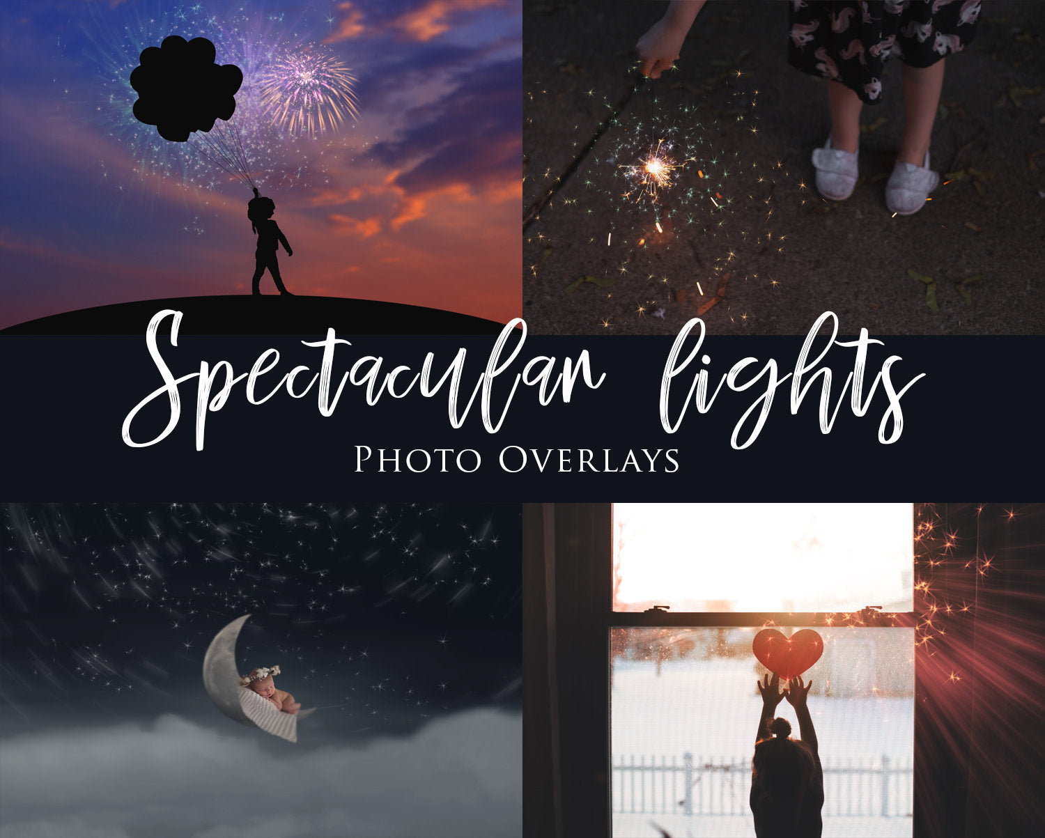 Starry Light Overlays, Firework Overlays, Sparkler Overlays, Spectacular Light Overlays for Multiple Uses in Photoshop - Set of 30