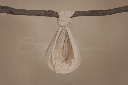 Newborn Hanging Hammock Digital Backdrop, Hanging Bed from Branch Newborn Background, Neutral Baby Backdrop, Natural Backdrops for Photoshop