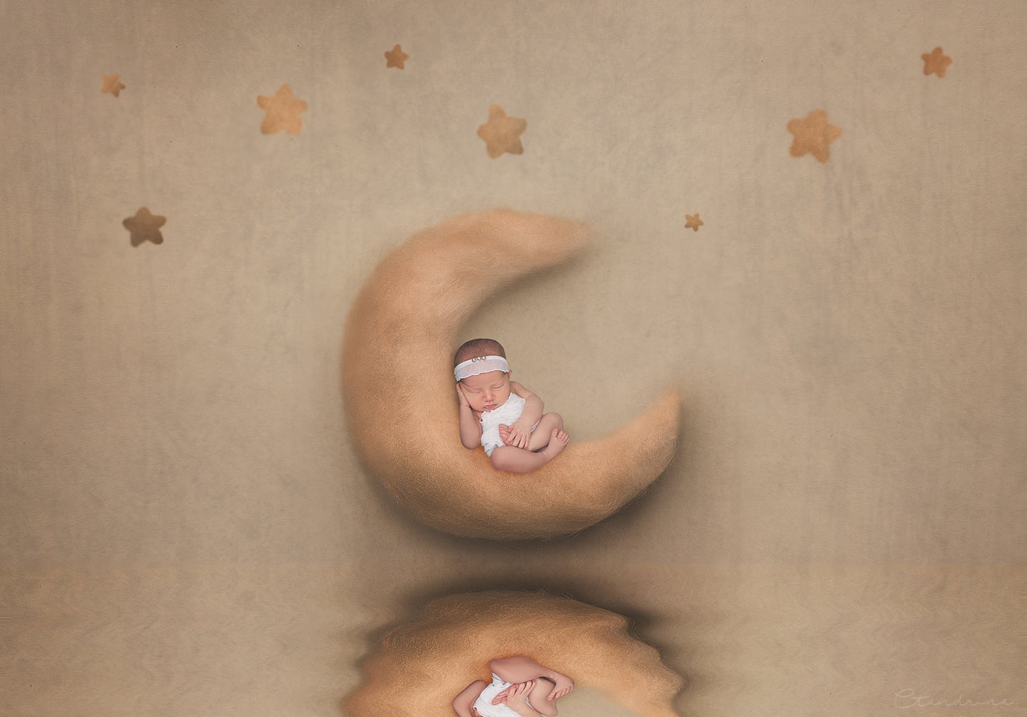 Moon and Stars Newborn Digital Backdrop, Newborn Digital Background, Water Reflection, Dreamy Newborn Backdrops for Photoshop