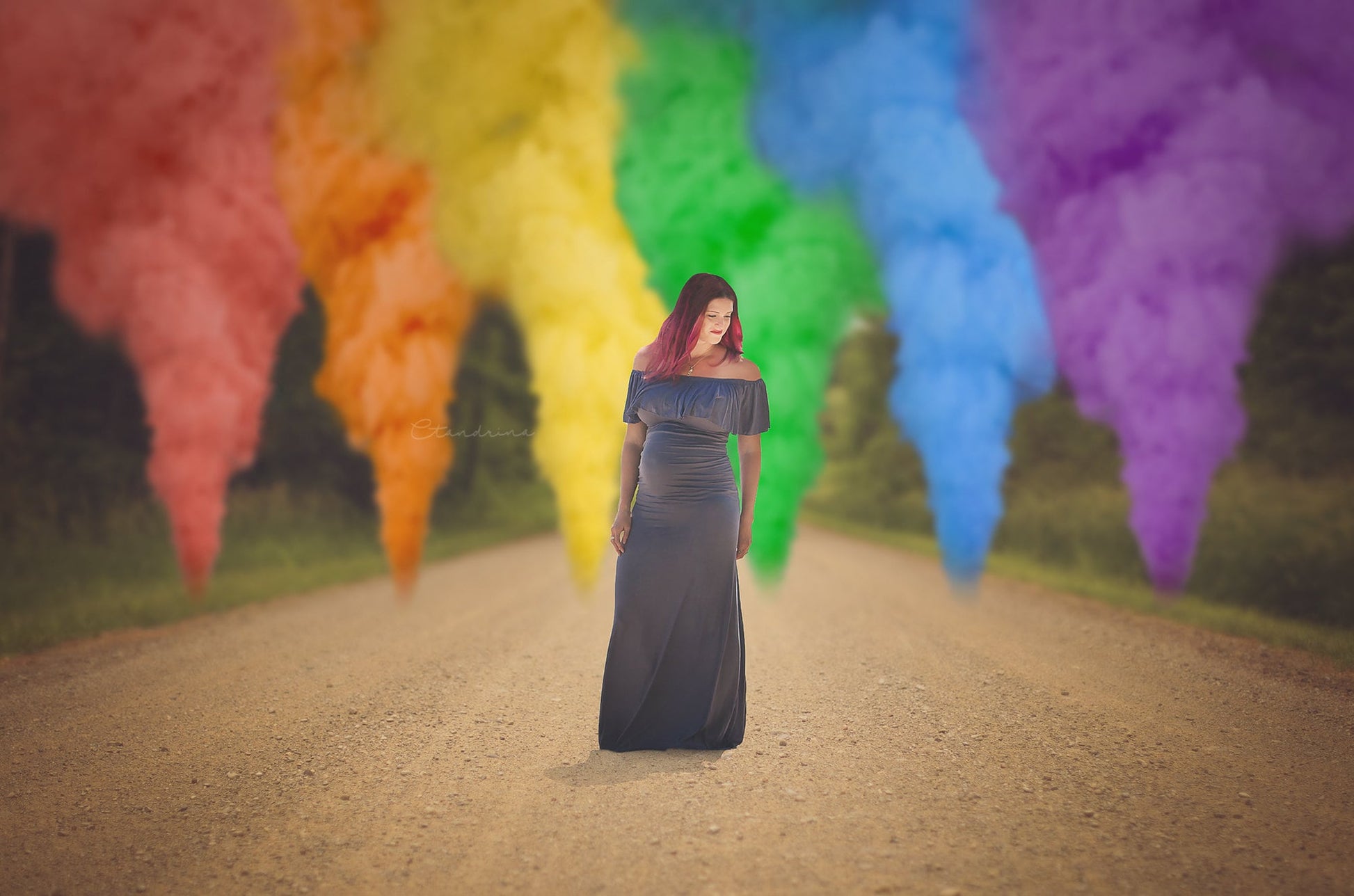 Rainbow Smoke Bomb Digital Backdrop, Rainbow Baby Digital Backdrop, LGBTQ Pride Background, Dirt Road Smoke Bombs, Backdrops for Photoshop