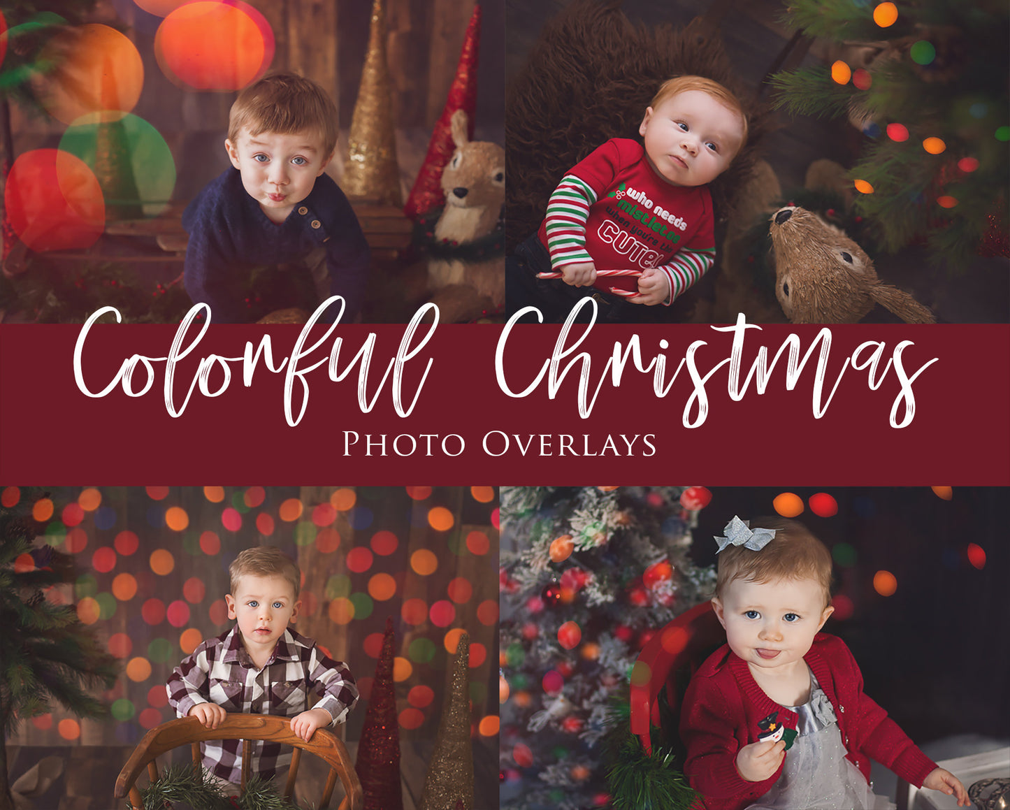 75 Colorful Christmas Light Bokeh Overlays, Bokeh Overlays, Light Overlays, Background Light Filters, Holiday Bokeh Overlays for Photoshop