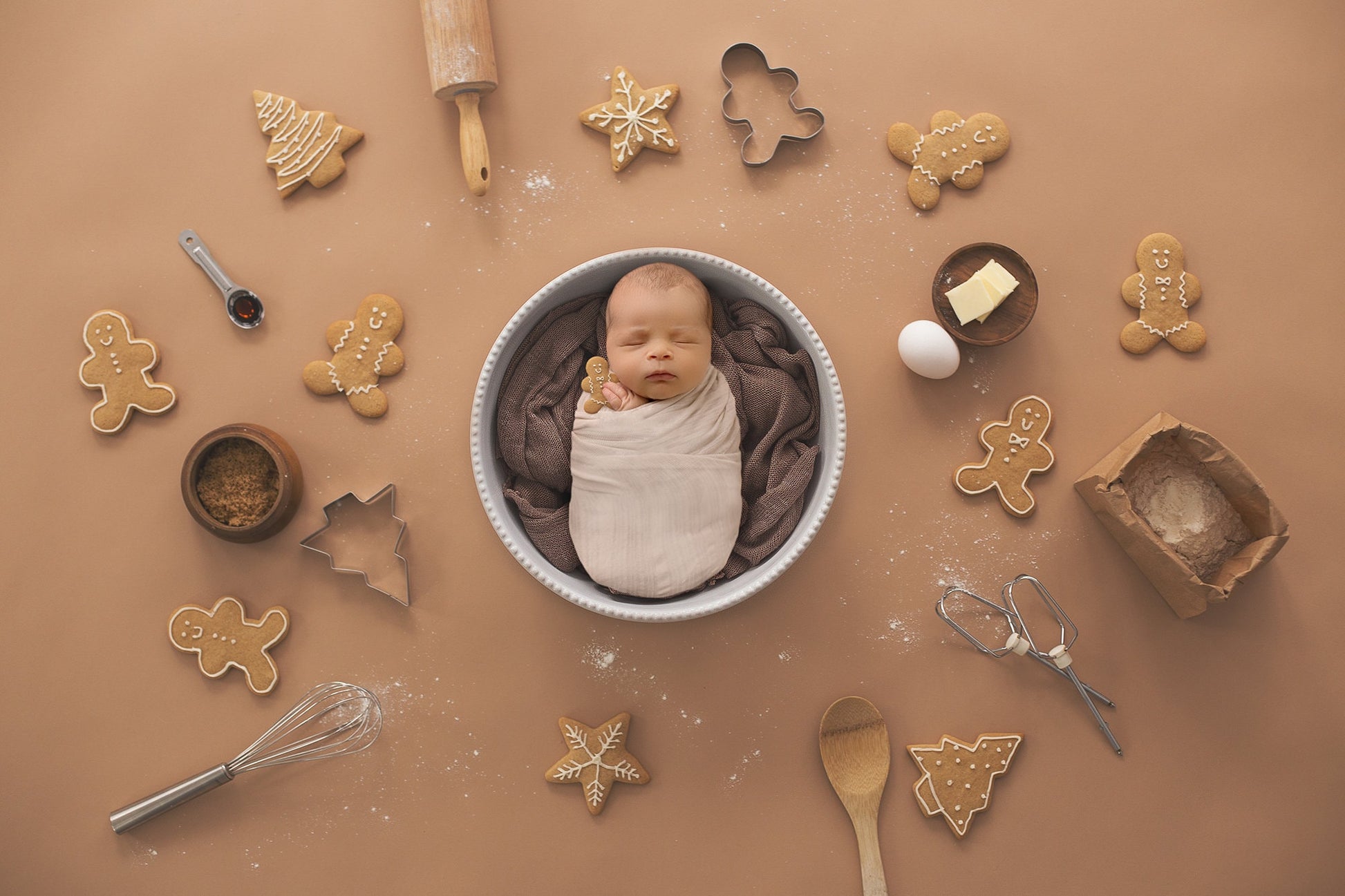 Baking Cookies Newborn Digital Backdrop, Christmas Cookies Backdrop, Gingerbread Cookies Background, Newborn Holiday Backdrop for Photoshop