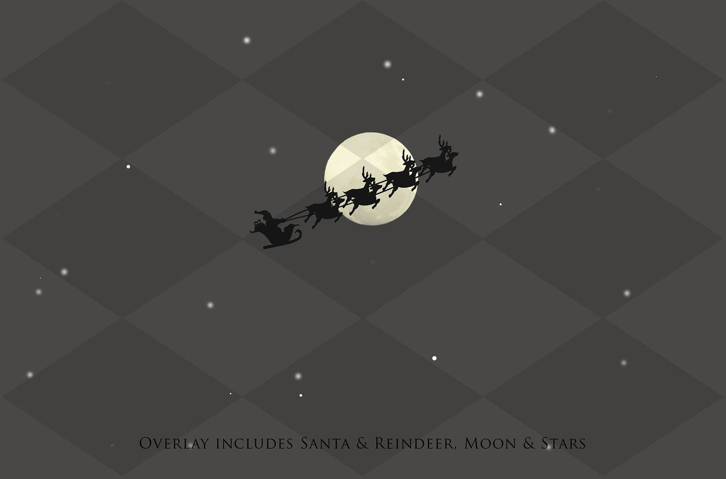 Santa and Reindeer in the Sky with Bonus Overlay, Christmas Digital Backdrop, Christmas Overlay, Santa and Reindeer Overlay for Photoshop