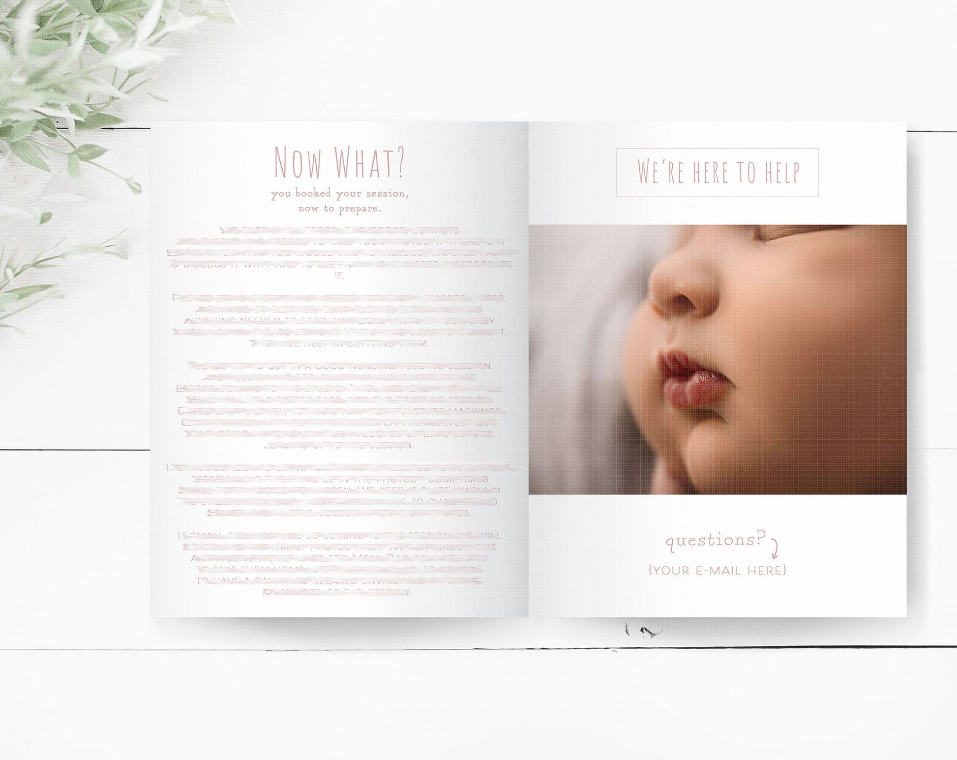 Newborn Session Guide Templates, .PSD Layered Photoshop Files, Newborn Welcome Guide, Newborn Prep Guide Templates for Photoshop