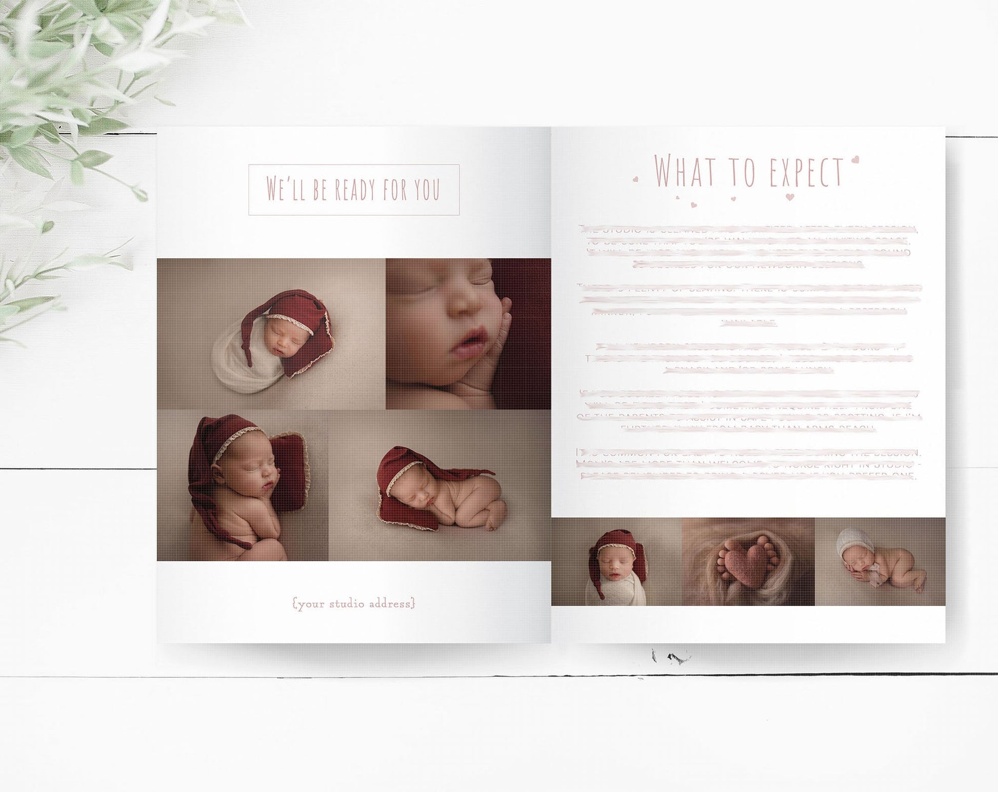 Newborn Session Guide Templates, .PSD Layered Photoshop Files, Newborn Welcome Guide, Newborn Prep Guide Templates for Photoshop