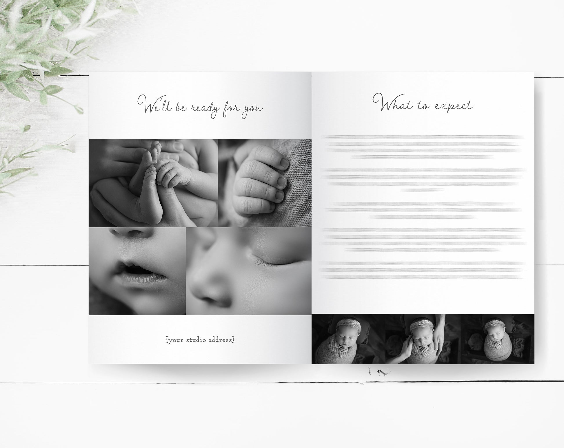 Newborn Session Guide Templates, .PSD Layered Photoshop Files, Newborn Welcome Guide, Newborn Prep Guide Templates for Photoshop