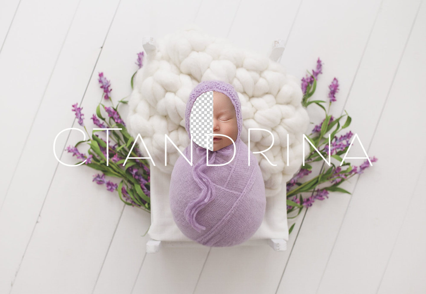 Spring Newborn Digital Backdrop, Purple Floral Newborn Digital Background, PNG Floral Baby Backdrop, White and Purple Backdrop for Photoshop