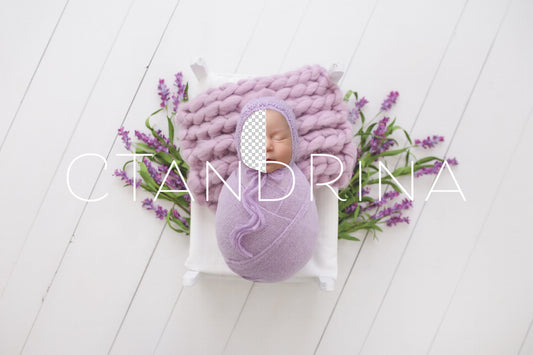 Spring Newborn Digital Backdrop, Purple Floral Newborn Digital Background, PNG Floral Baby Backdrop, White and Purple Backdrop for Photoshop