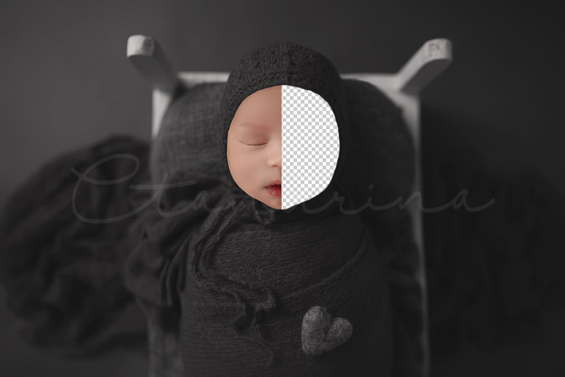 Newborn Digital Backdrop, Replace the Face Baby Background, Gray Neutral Newborn Set-up, PNG Newborn Digital Backdrop for Photoshop