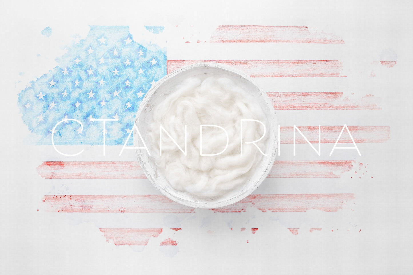 Watercolor Hand Drawn American Flag Newborn Digital Backdrop, American Flag Background, Bright Patriotic Backdrop for Photoshop