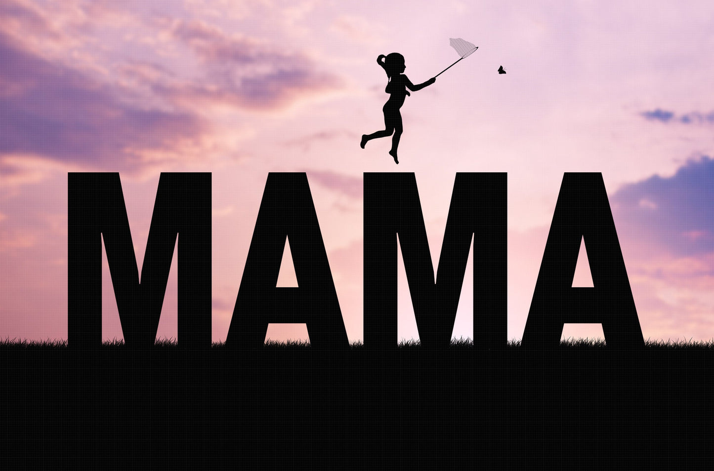 MAMA Sunset Silhouette Digital Backdrop, Mother's Day Silhouette Background, Word Digital Backdrops, Silhouette Backdrop for Photoshop