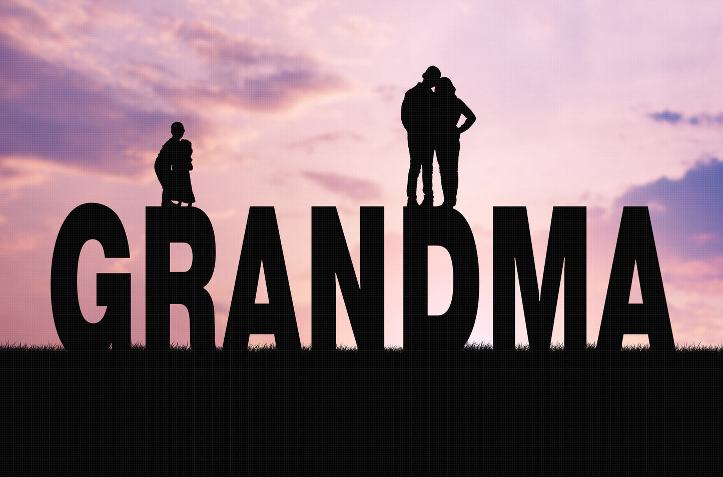 Grandma Sunset Silhouette Digital Backdrop, Mother's Day Silhouette Background, Grandmother Digital Backdrop, Silhouette Photoshop Backdrop