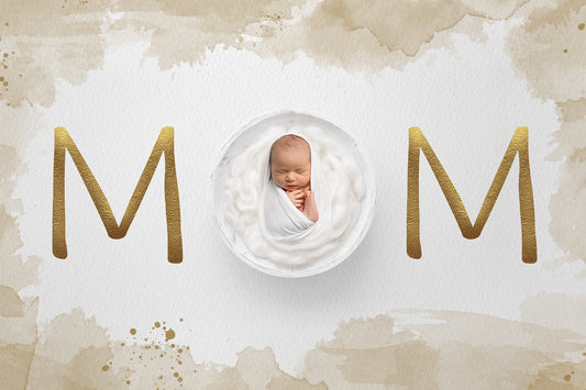 Mother's Day Newborn Digital Backdrop, MOM Watercolor Newborn Background, Mother's Day Watercolor Newborn Backdrop for Photoshop