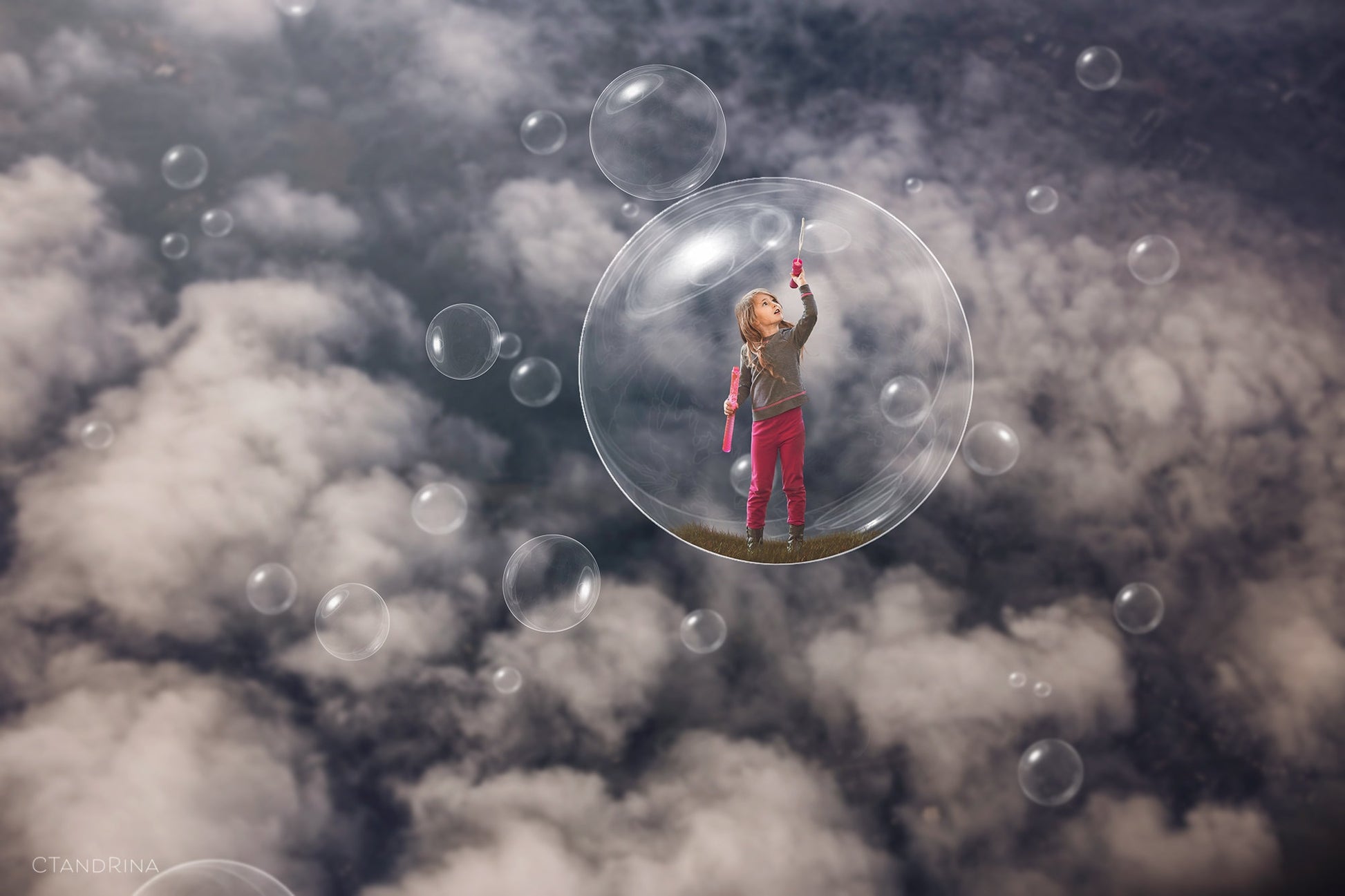 Floating Bubbles Digital Backdrop, Bubbles in the Sky Digital Background, Bubbles Above the Clouds, Bubble Composite Backdrop for Photoshop