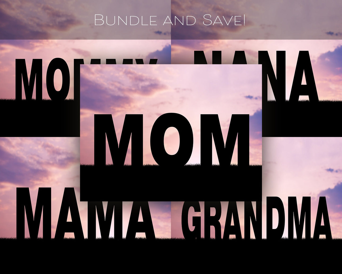 Mom and Grandma Silhouette Digital Backdrop Bundle Pack, Mother's Day Digital Backdrops, Mother's Day Digital Backgrounds for Photoshop