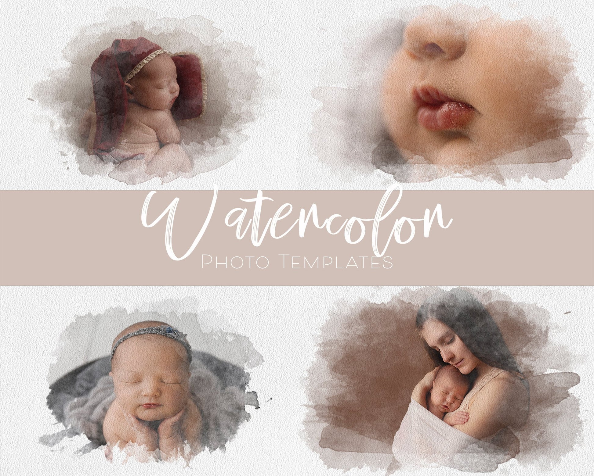 Watercolor Photo Templates for Photoshop, Fine Art Photoshop Templates, Water Color Frames, Beautiful Templates for Photoshop